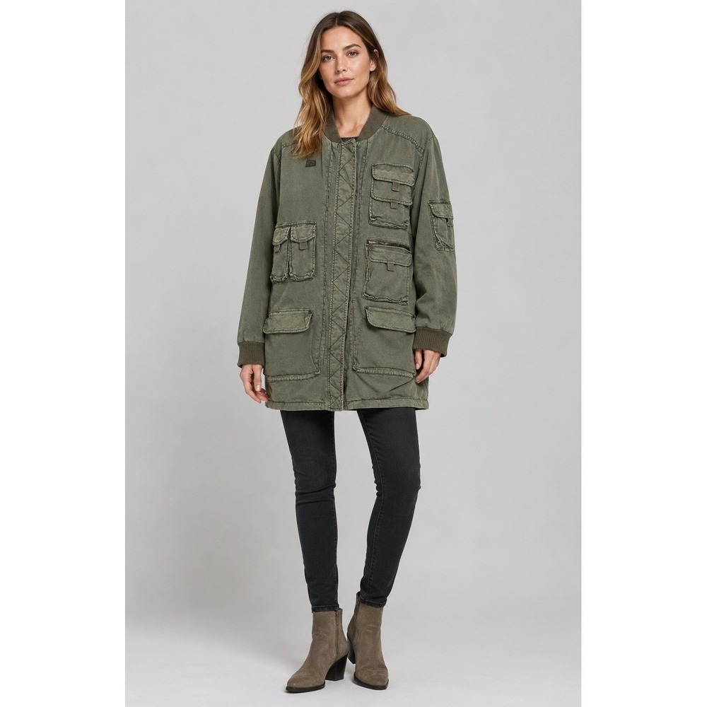 MARRAKECH‎ Anthropologie Military Utility Jacket Womens Medium Army Green Cotton